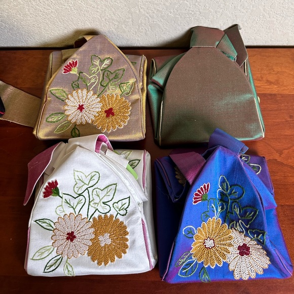 Raw silk square tie bag - NWT - Picture 4 of 5